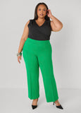 Pintucked Ponte Straight Leg Pants