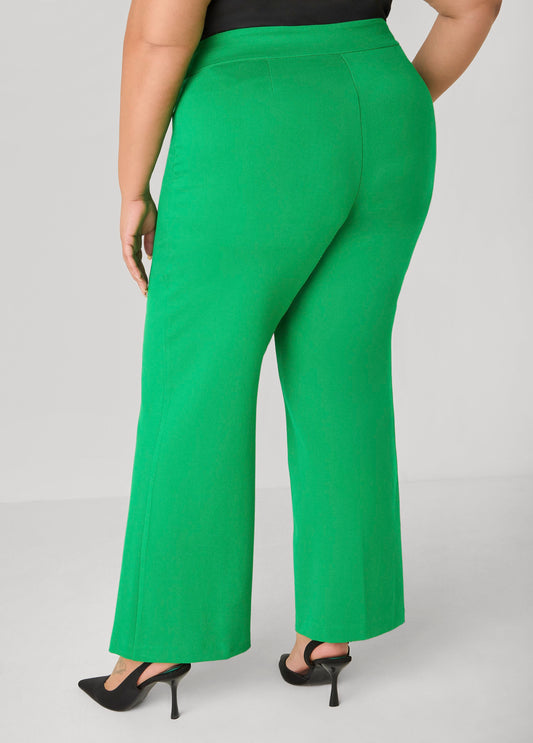 Pintucked Ponte Straight Leg Pants