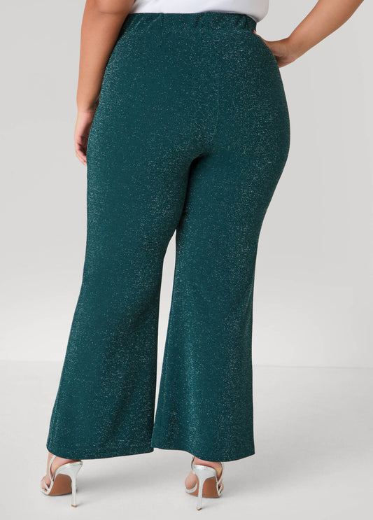 Metallic High Rise Wide Leg Pants