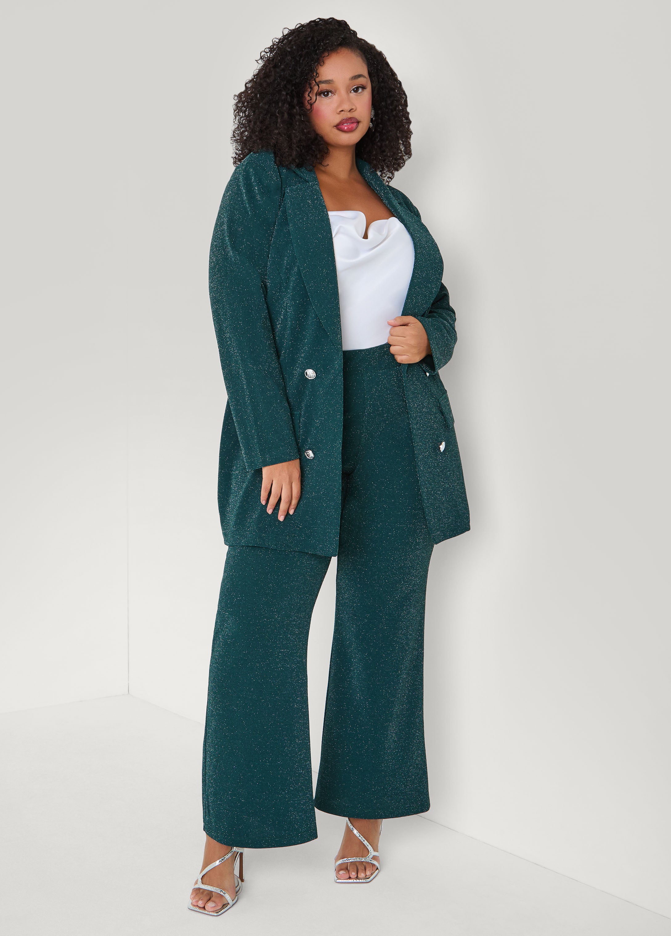 Plus Size Lurex™ Wide Leg Pants