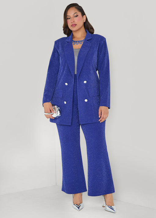 Matching Set Metallic High Rise Wide Leg Pants