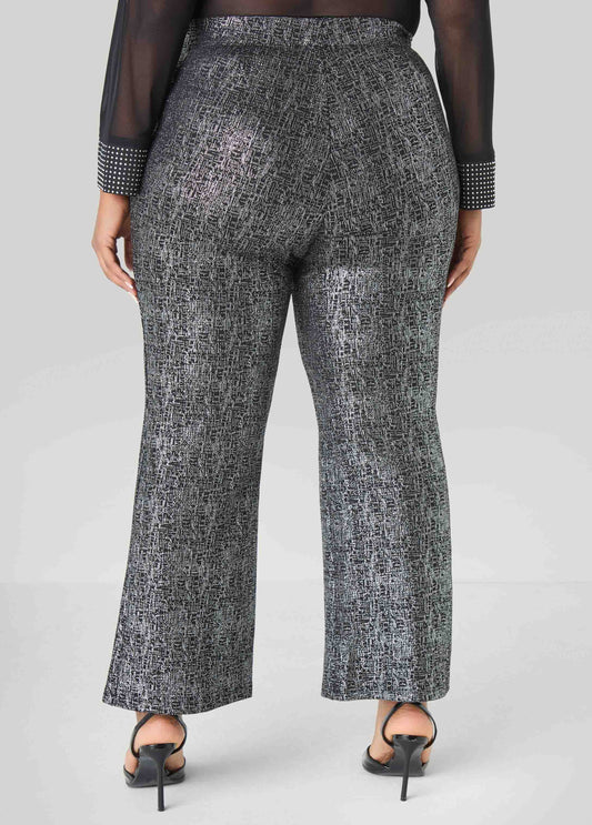 Metallic Wide Leg Pants