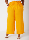 Gathered Linen Blend Pants
