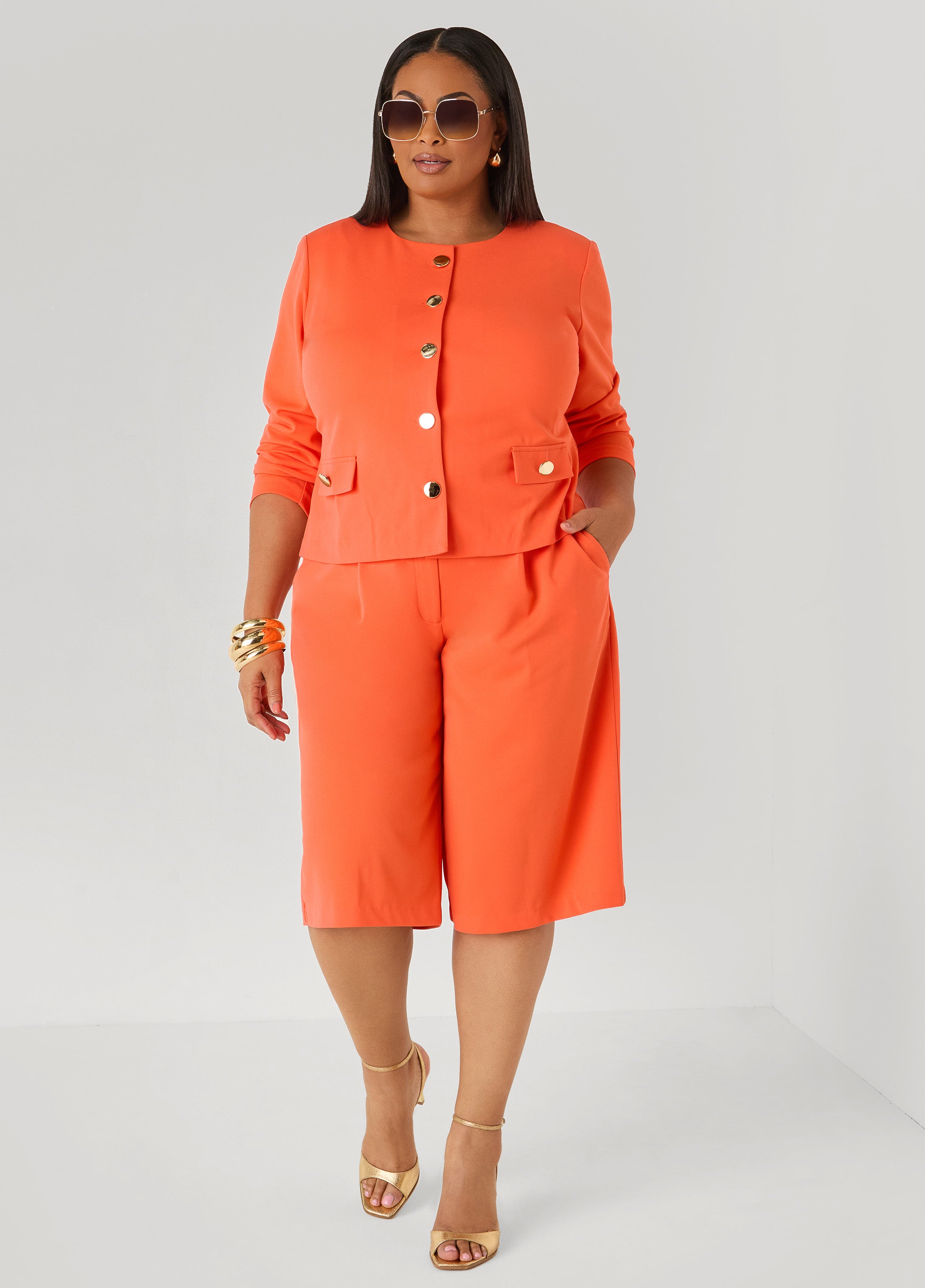 Pleated Crepe Shorts – Ashley Stewart