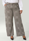 Pleated Plaid Wide Leg Pants