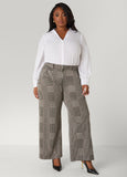 Plus Size Pleated Plaid Wide Leg Pants
