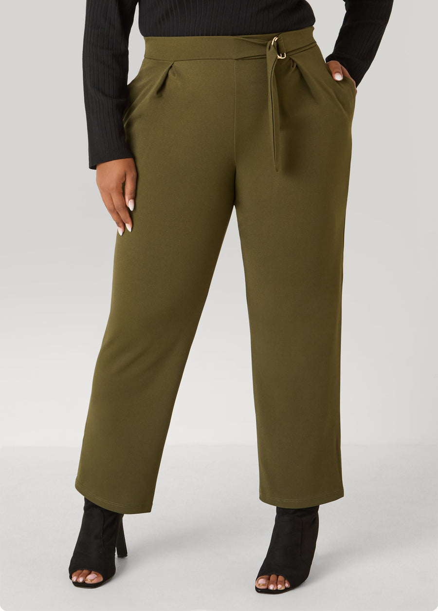Belted Straight Leg Pants