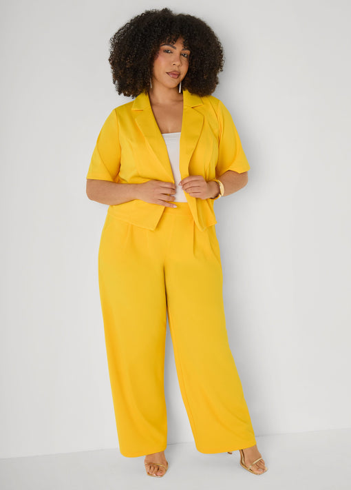 Matching Set Pleated Wide Leg Pants