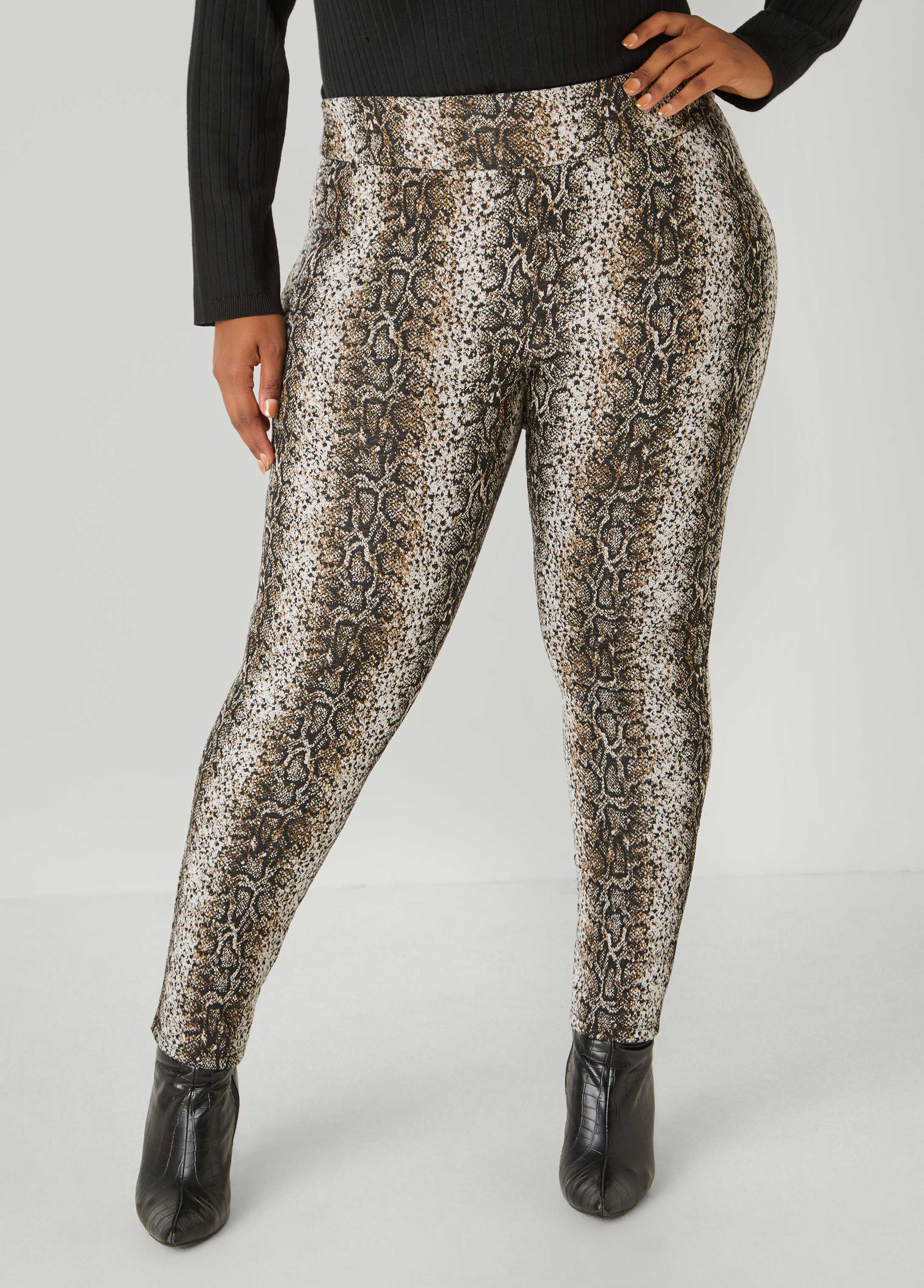 Mid Rise Snake Leggings