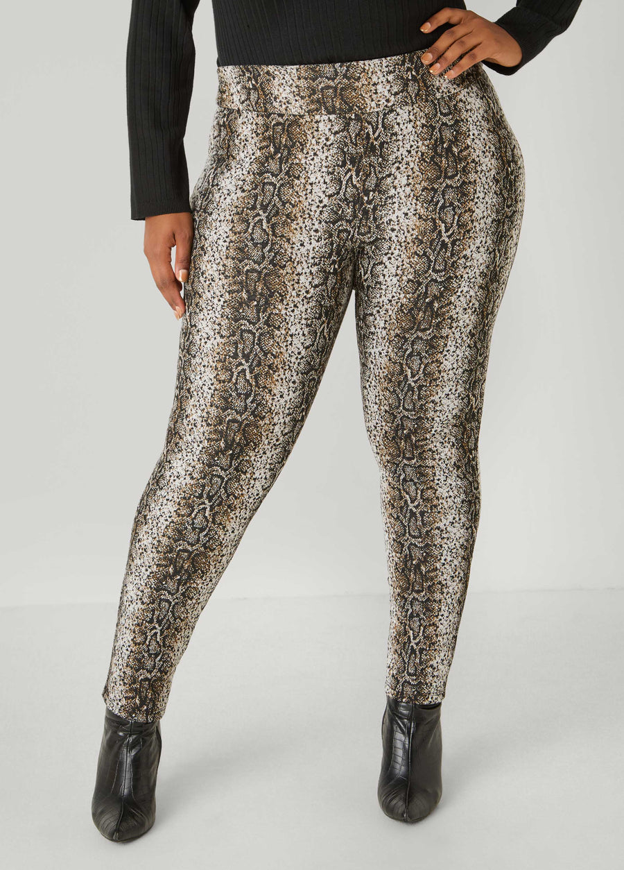 Mid Rise Snake Leggings