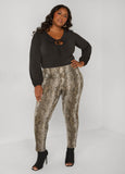 Mid Rise Snake Leggings
