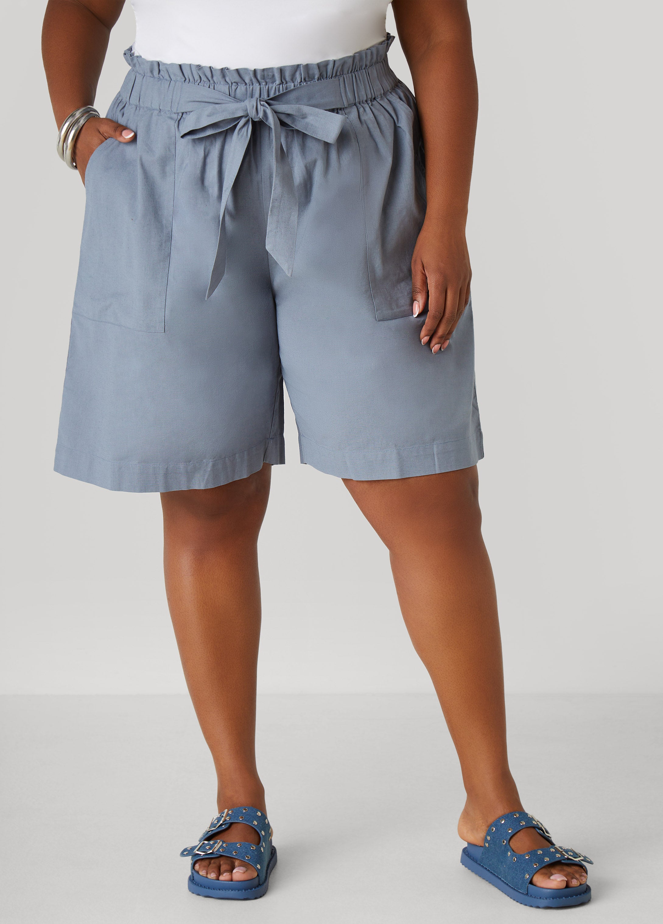 Cotton And Linen Blend Shorts