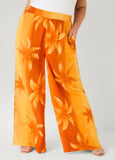 Palm Print Cotton Gauze Pants