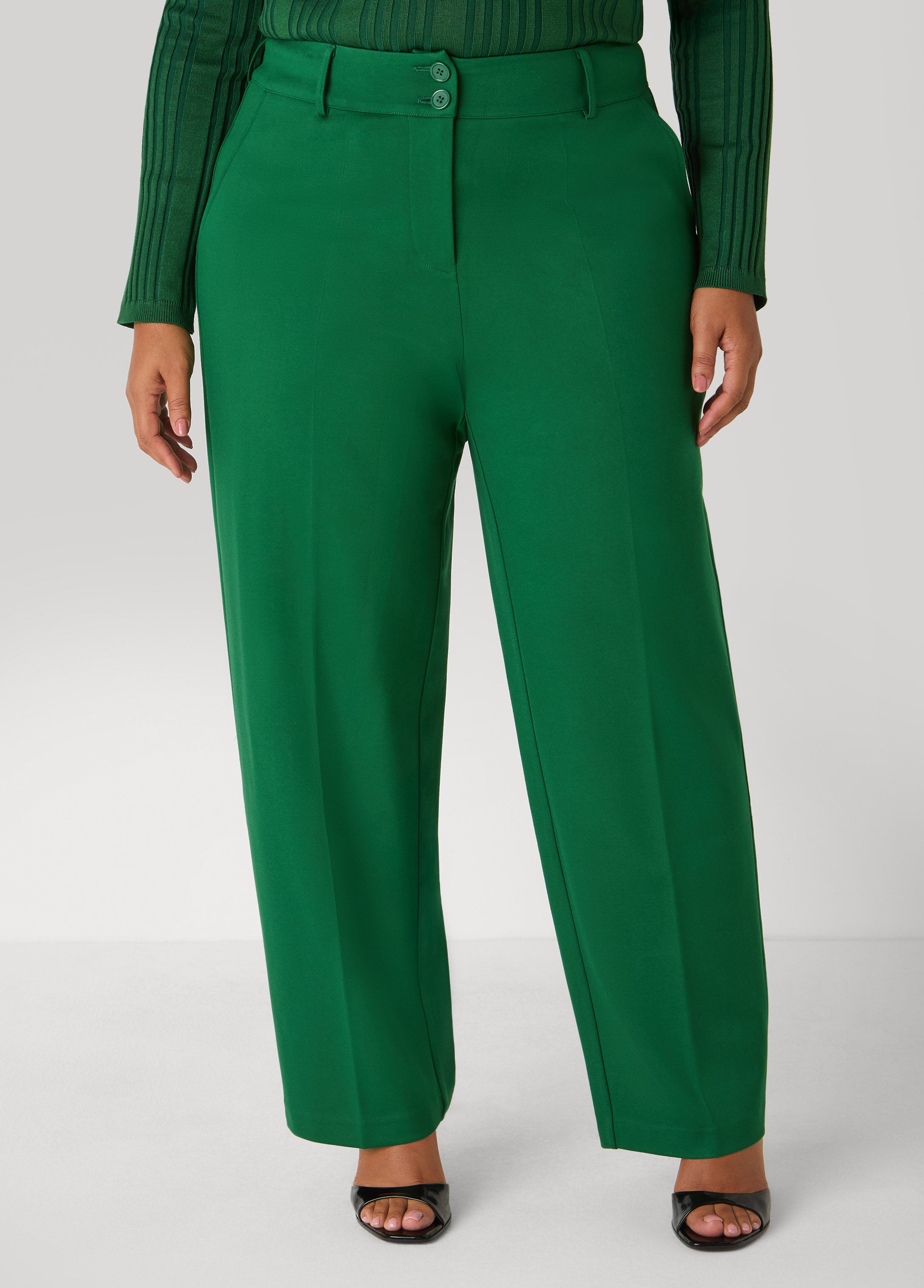 Plus Size Straight Leg Ponte Trousers
