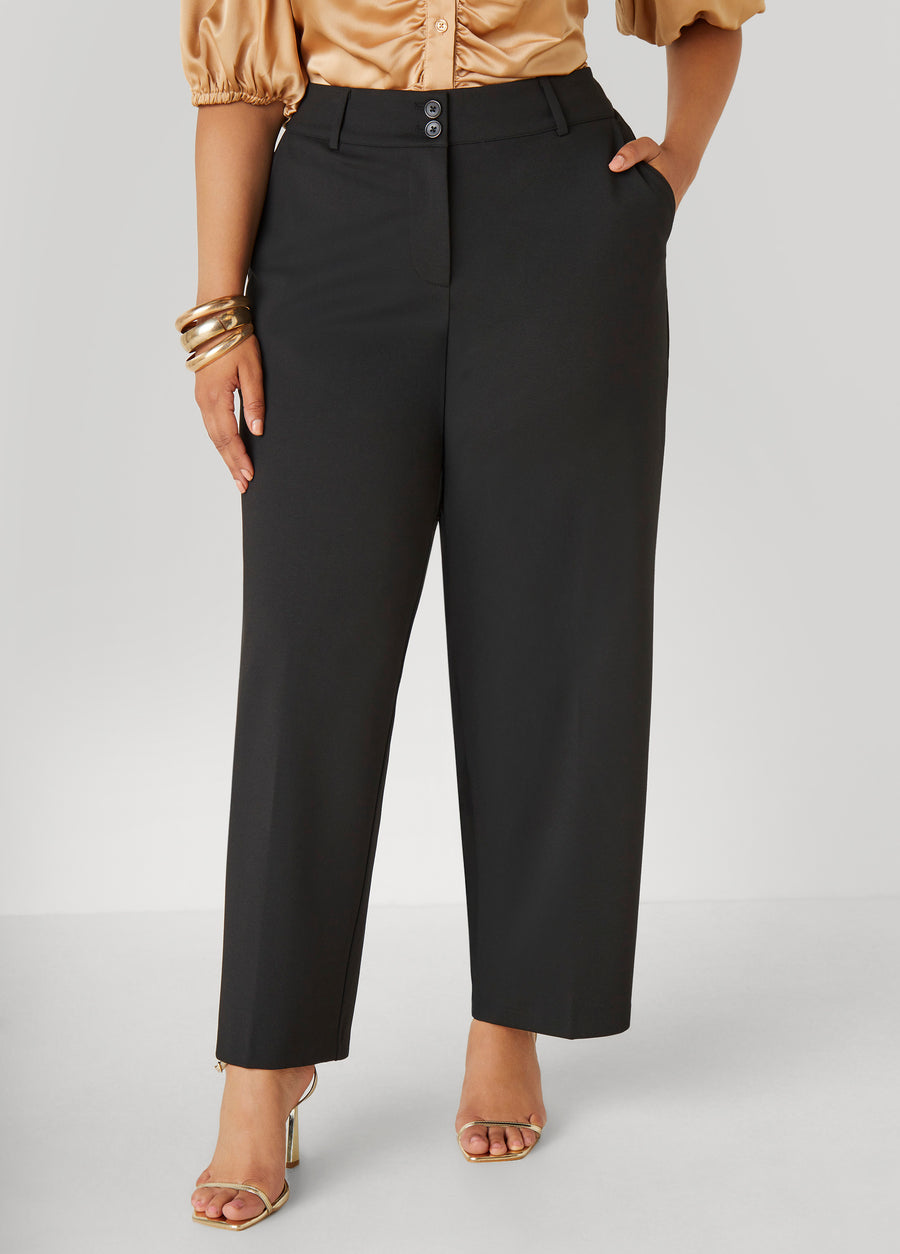 Plus Size Straight Leg Ponte Trousers