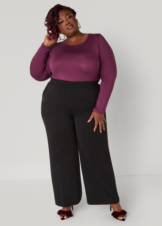 Pull On Ponte Wide Leg Pants