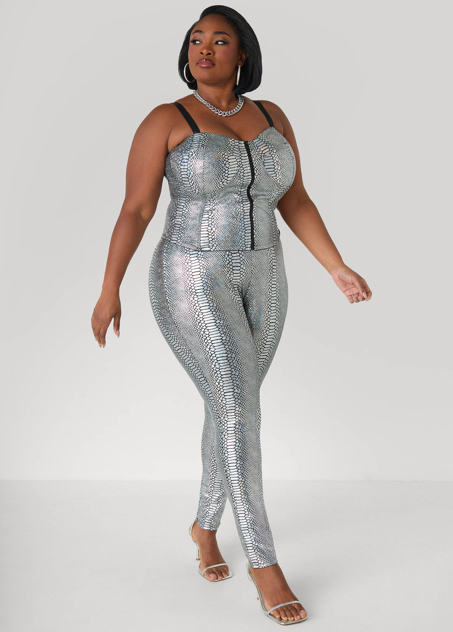 Plus Size Lizard Print Leggings