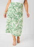 Palm Print Linen Blend Skirt