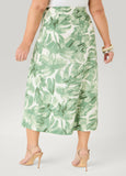 Palm Print Linen Blend Skirt