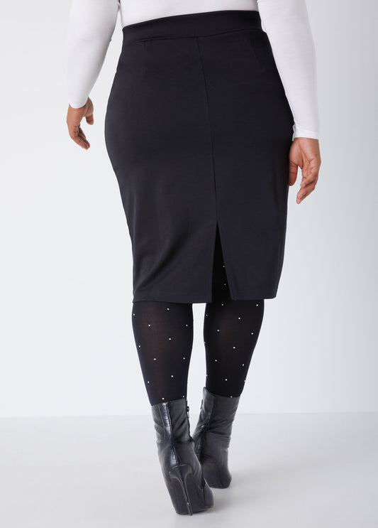 Faux Leather Paneled Pencil Skirt