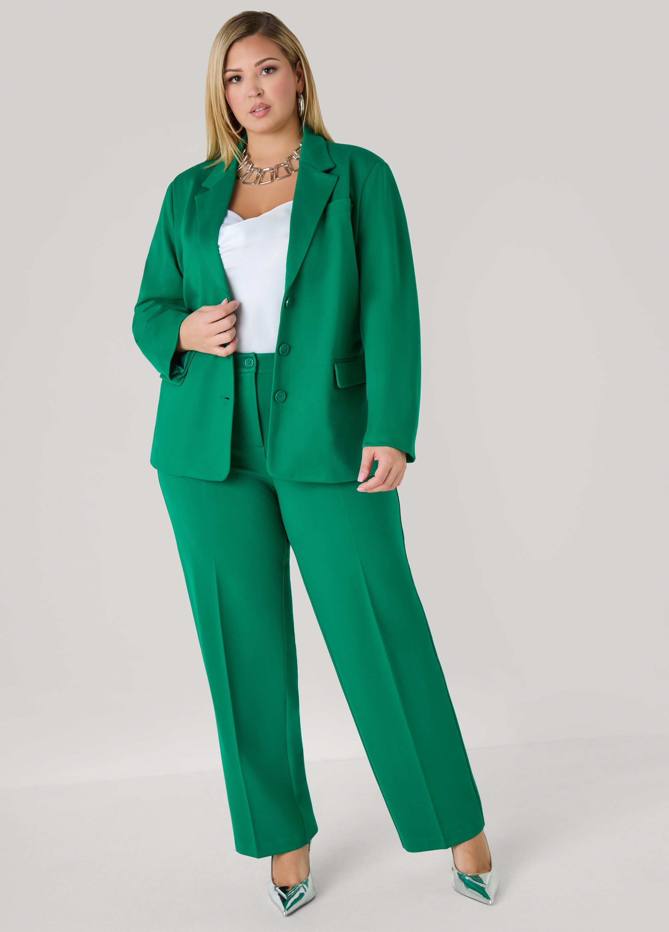 Plus Size Ponte High Rise Trousers
