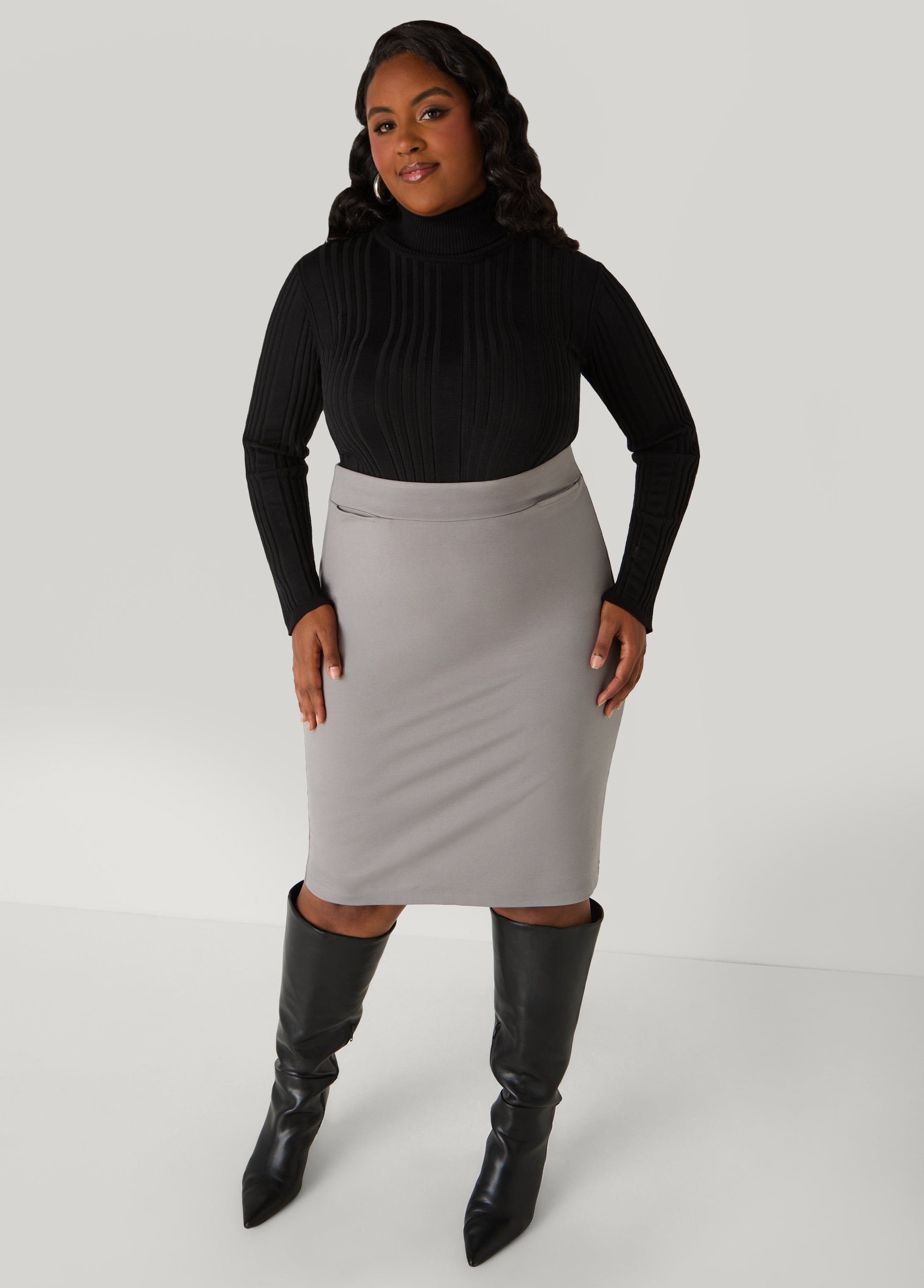 Plus Size Ponte Pencil Skirt