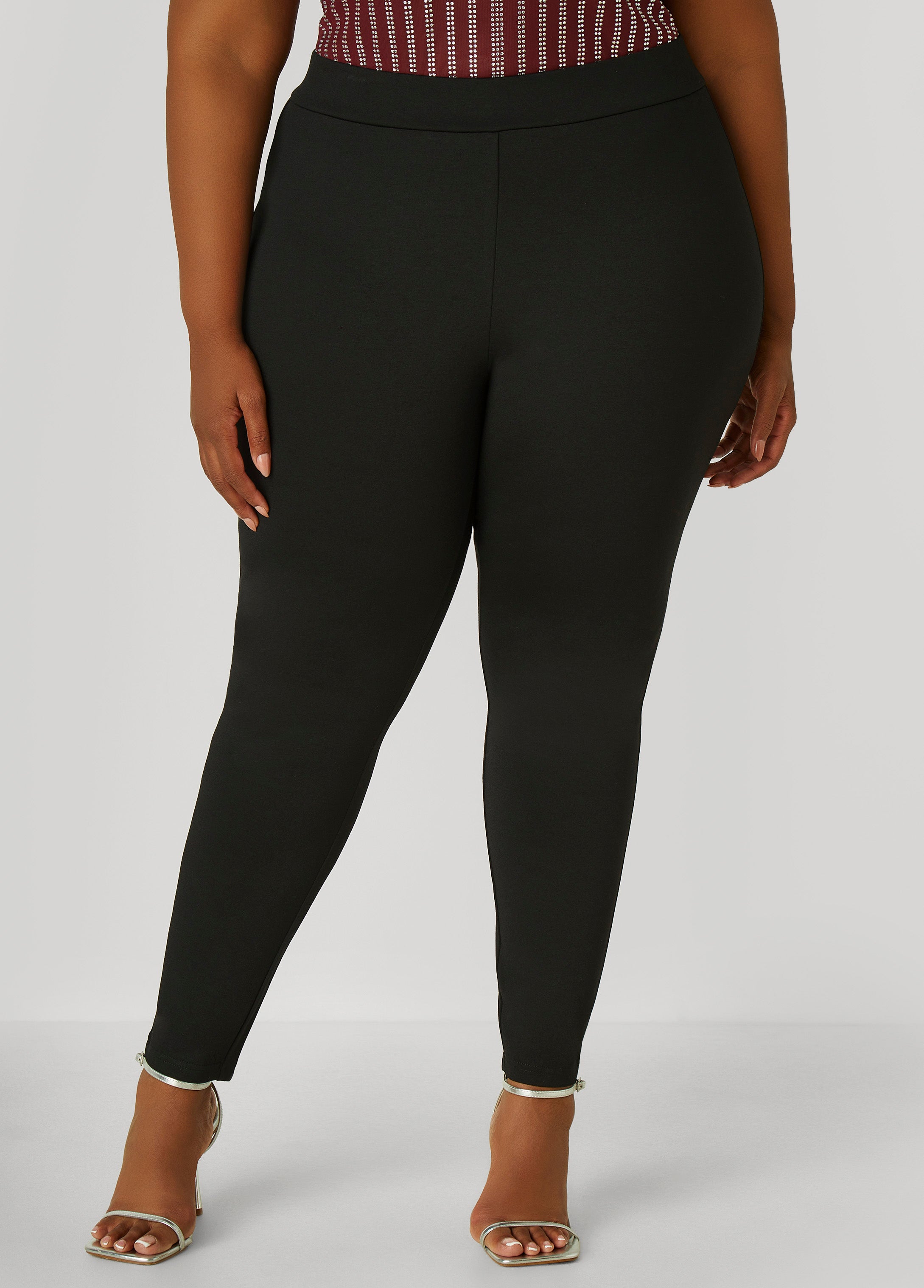 Plus Size Ponte High Rise Pull On Leggings