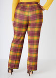 Plaid Seamed Straight Leg Pants