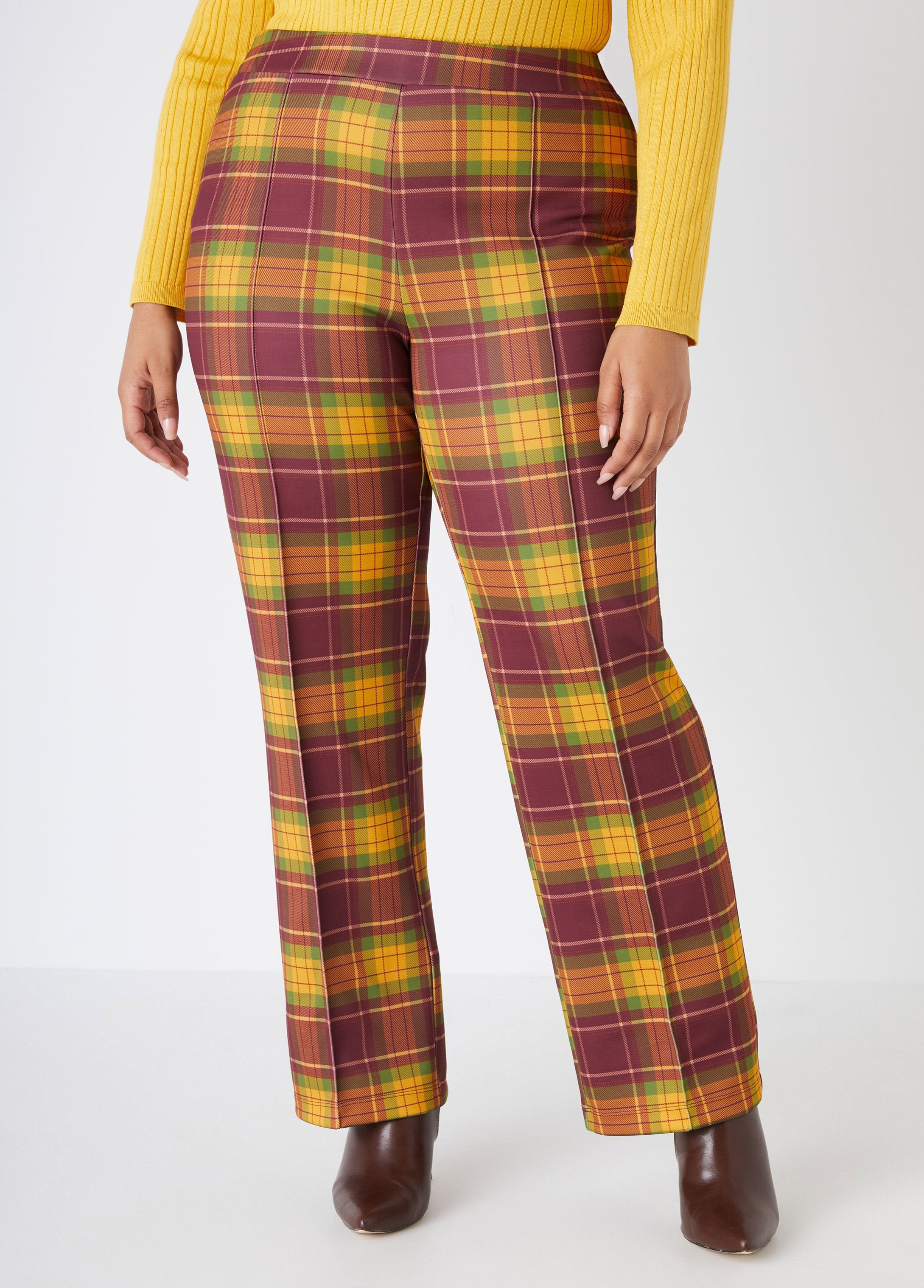 Plus Size plaid print trousers plus size work pants plus size pants
