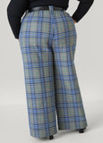 Belted Wide Leg Plaid Trousers