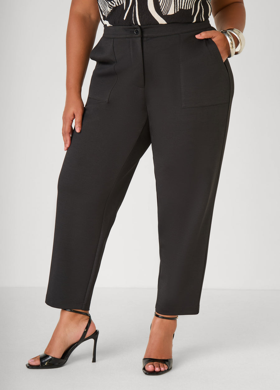 Plus Size Tapered Patch Pocket Ankle Pants
