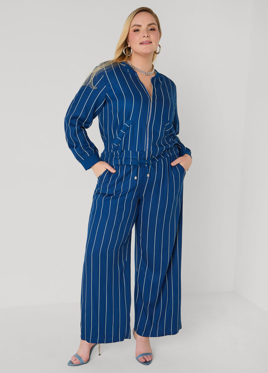 Pinstriped Pull On Pants