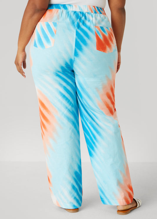 Tie Dyed Linen And Cotton Pants