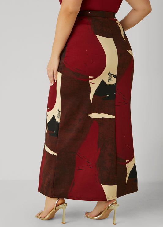 Abstract Print Maxi Skirt