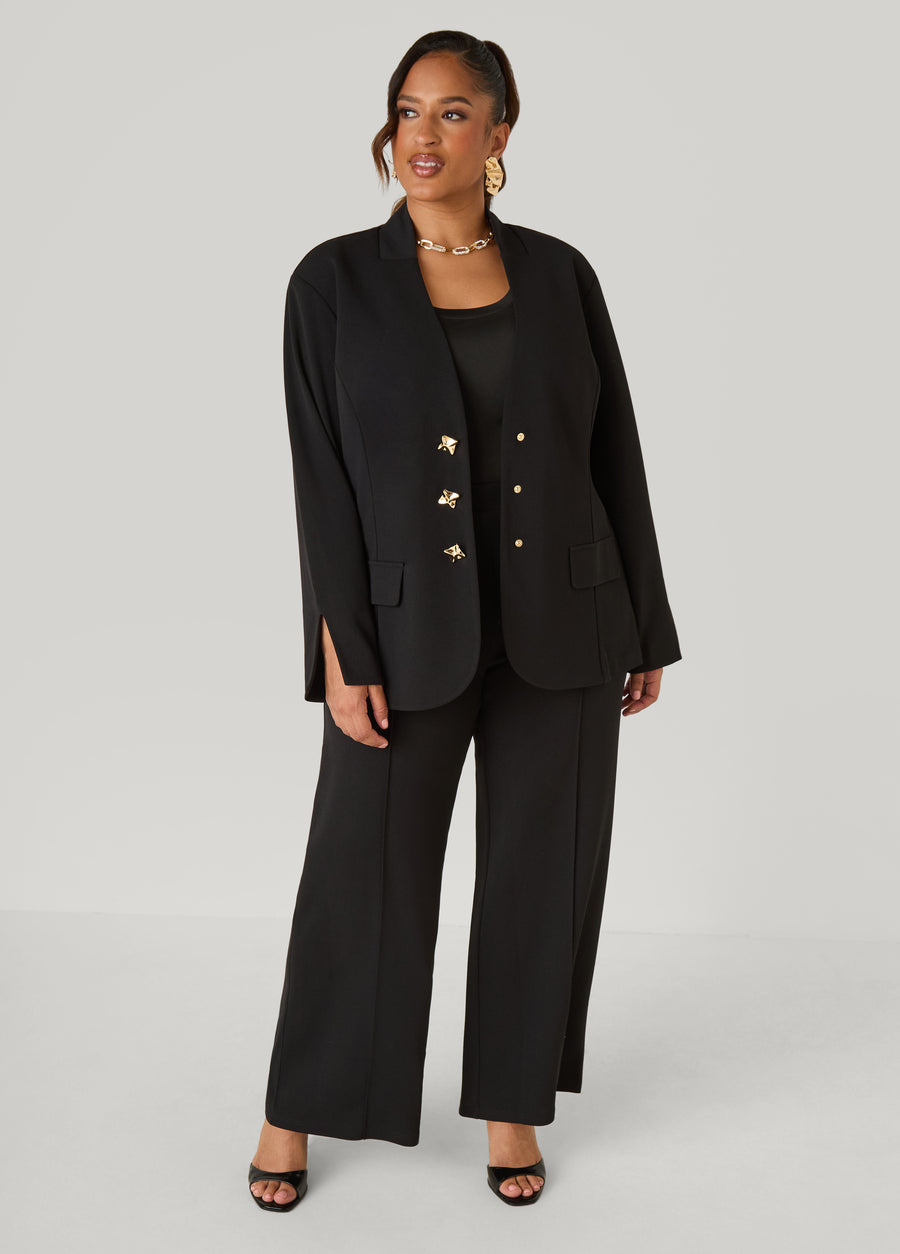 Pintucked Wide Leg Trousers