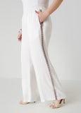 Embroidered Linen Blend Pants