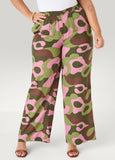 Camo Print Wide Leg Pants
