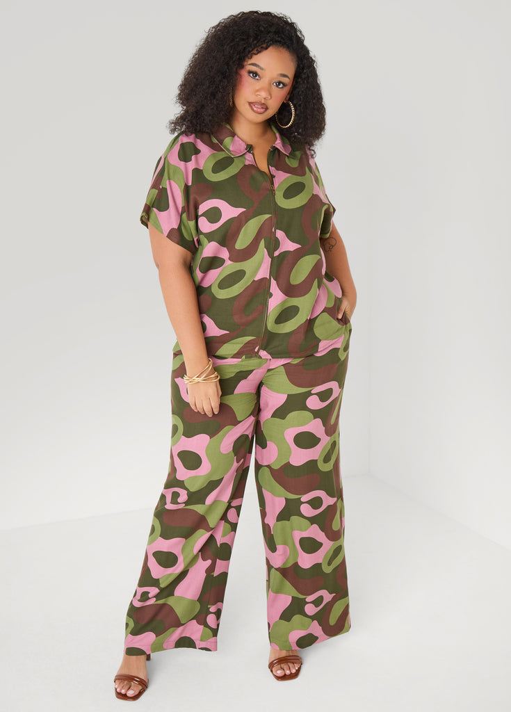 Camo Print Wide Leg Pants – Ashley Stewart