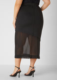 Asymmetric Mesh Paneled Skirt