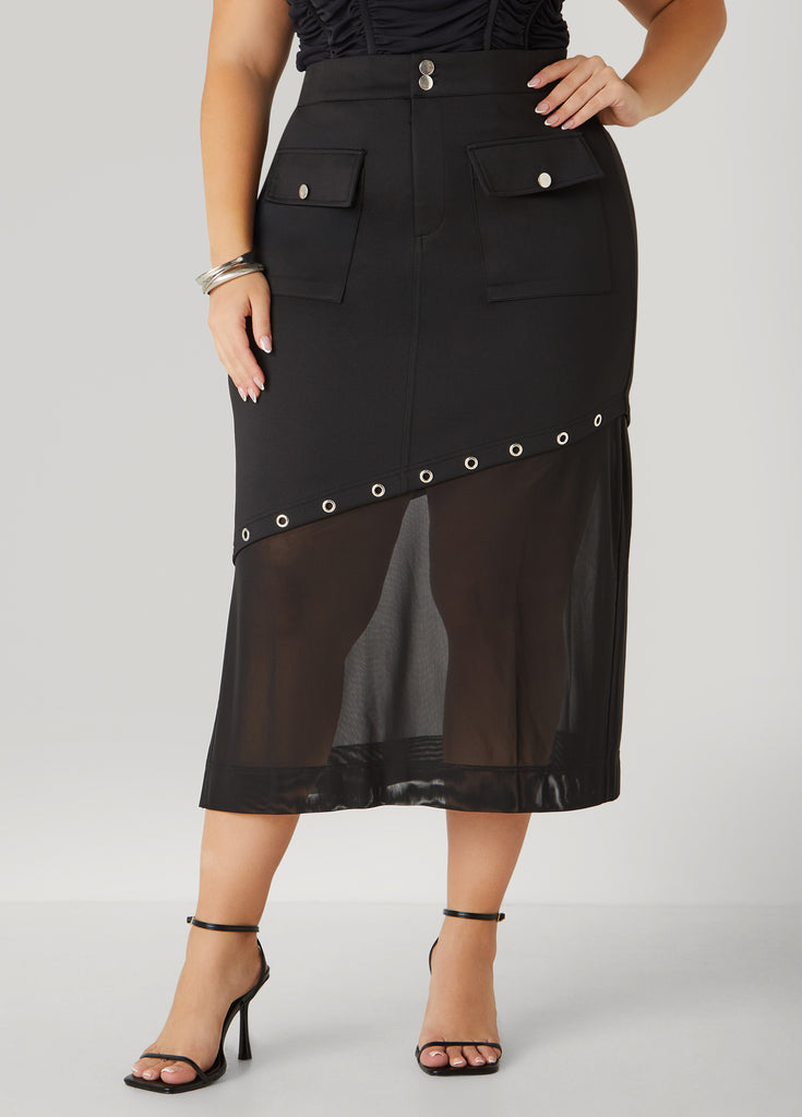 ★送料・関税込★OPEN YY★PANEL CUTOUT SKIRT★ Asymmetric Mesh Paneled Skirt – Ashley Stewart
