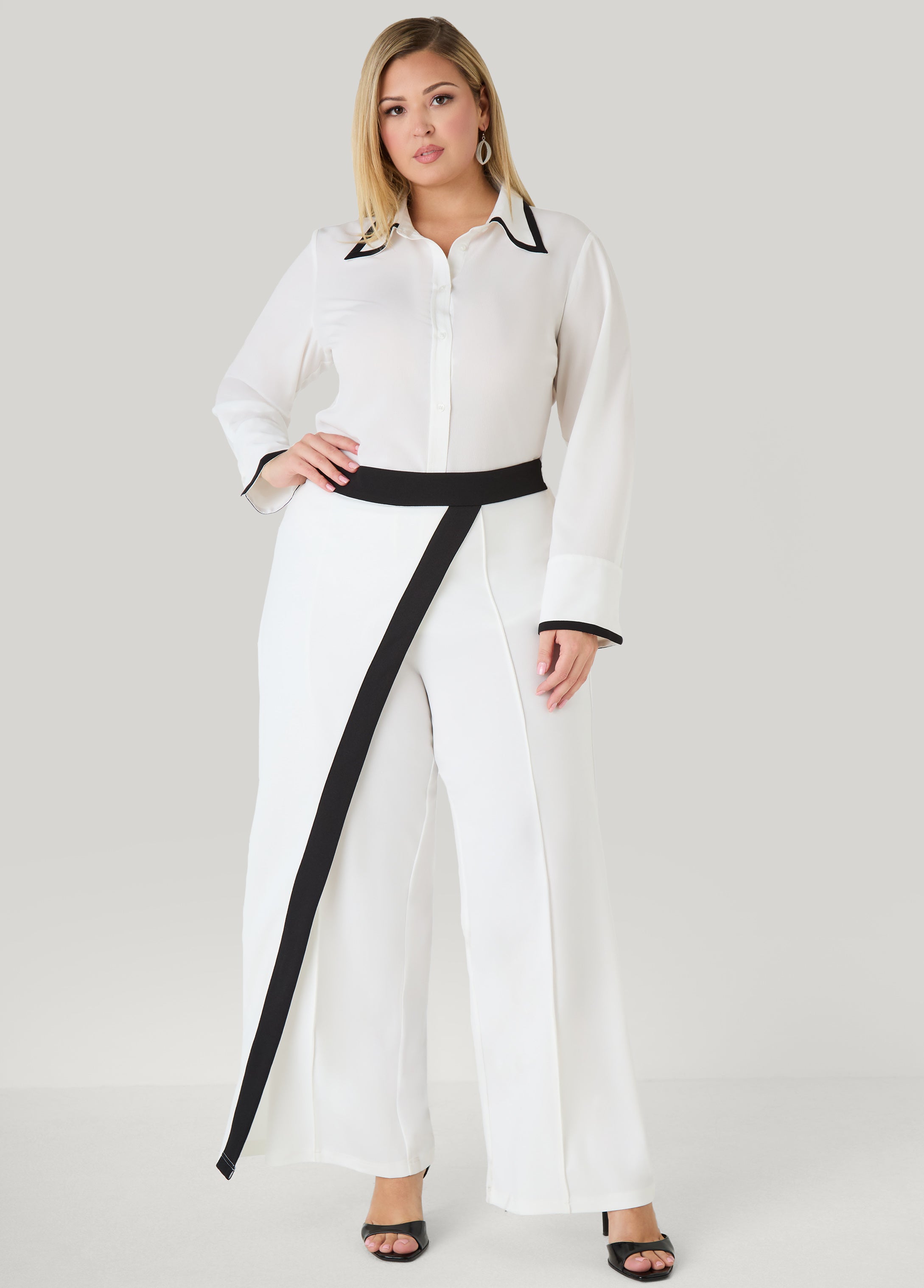 Plus Size Layered Two Tone Pants