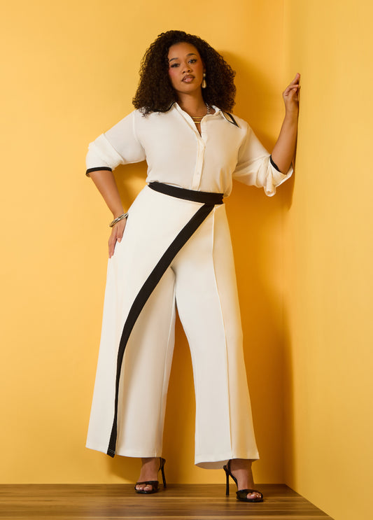 Plus Size Skirt Pants Black White Pants Trendy Skant Matching Set