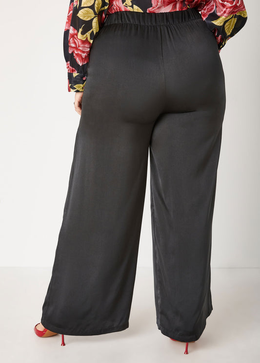 Satin High Rise Wide Leg Pants