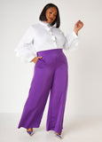 Satin High Rise Wide Leg Pants