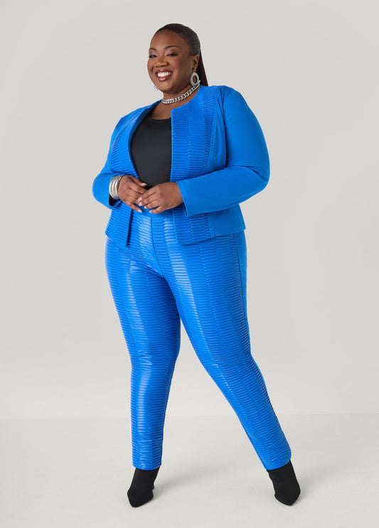 Plus Size Pleated Faux Leather Ponte Leggings