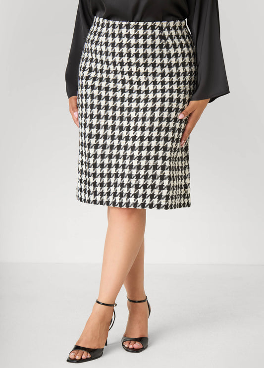 Plus Size Boucle Houndstooth Pencil Skirt