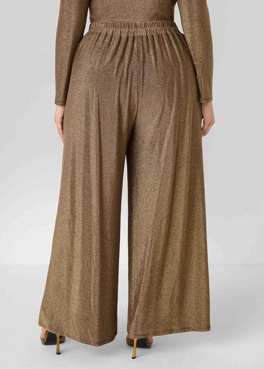 Metallic Wide Leg Pants