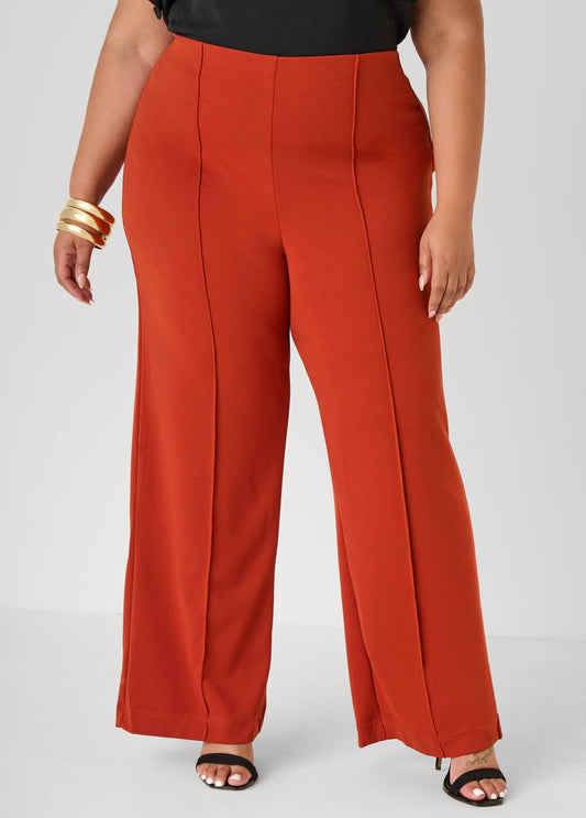 Seamed High Waist Wide Leg Pants