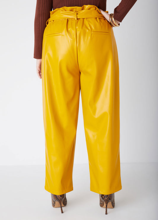 Faux Leather Paperbag Pants
