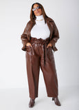 Faux Leather Paperbag Pants